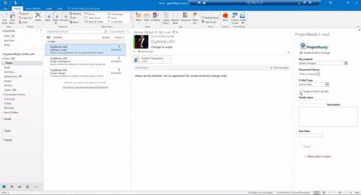 Outlook Email Integration - Project Document Control Software