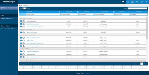 My Projects Dashboard - Project Document Control Software